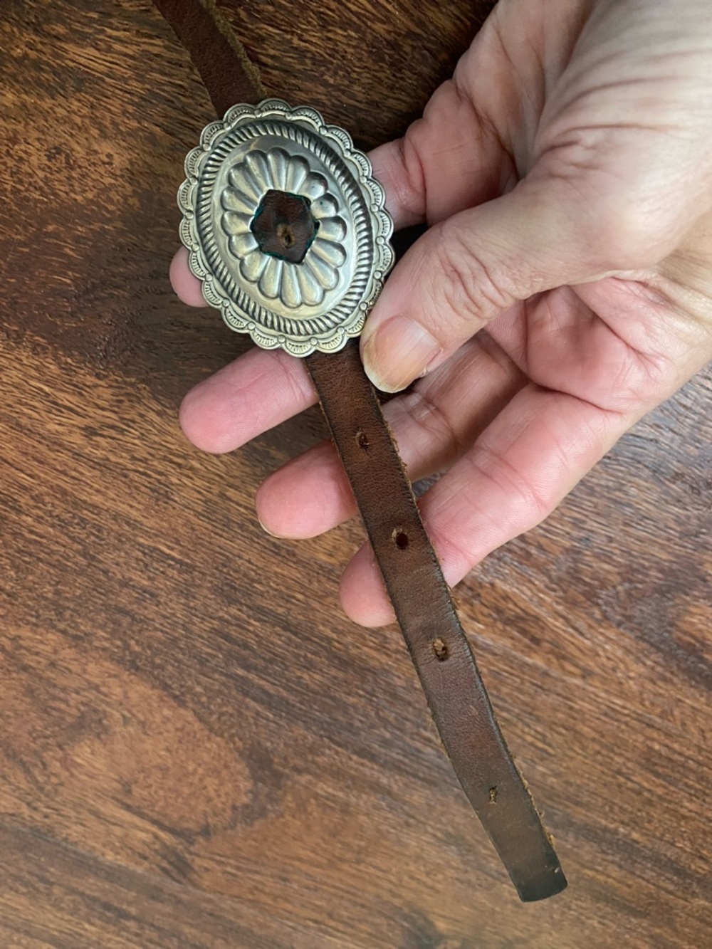 Vintage silver and leather Concho belt!! - Picture 7 of 8